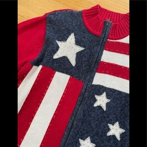 Ladies Sequin Sweater, Red/White/Blue size M